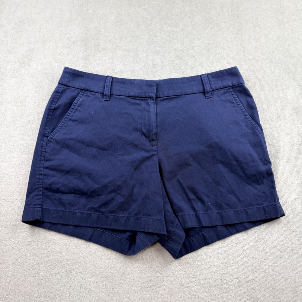 J.Crew Chino Shorts Women's 8 Navy Blue‎ Cotton Mid Rise 3 Inch Inseam Casual